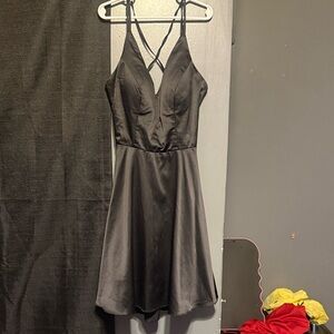 B Darlin Black Satin Mini Dress